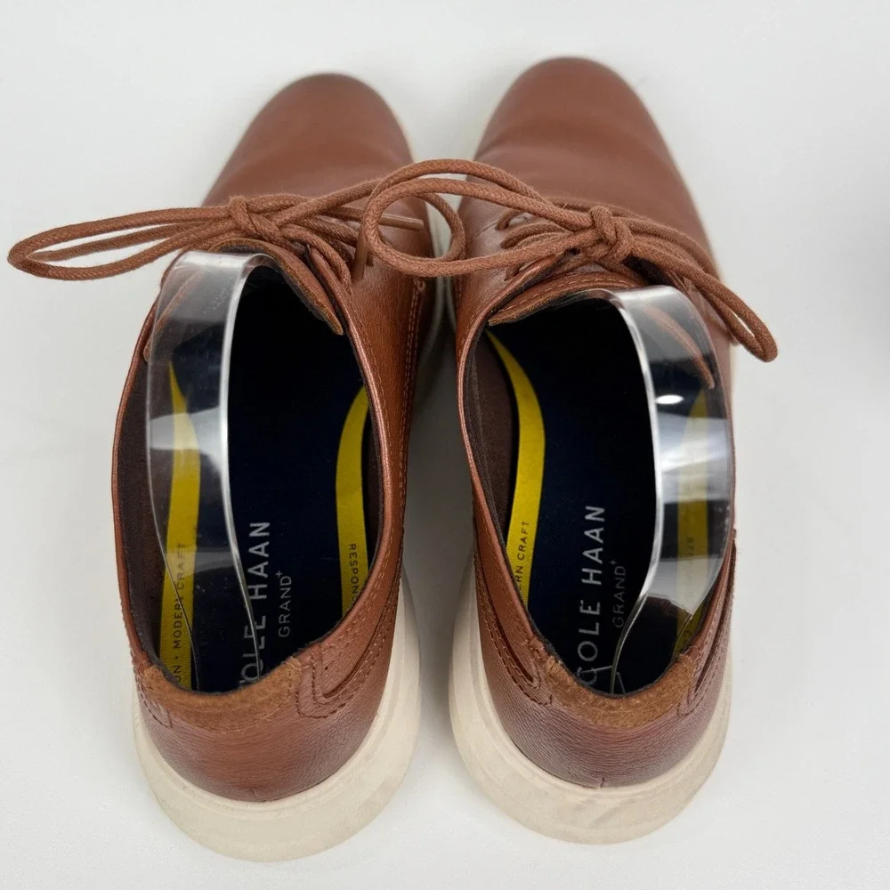 Cole Haan Men's Grand Size 10 Brown Leather Lace Up Oxford Casual‎ Dress Shoes